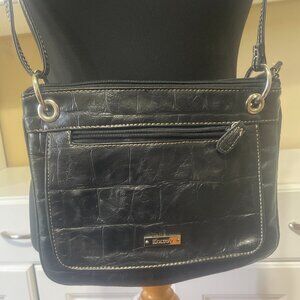 Koltov crossbody Croc Textured Bag Purse Black Faux Leather Medium size Clean